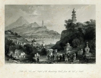 Lake See-Hoo en de Tempel van de Donderende Winden, uit de Vale of Tombs, gegraveerd door J.C. Bentley, 1843